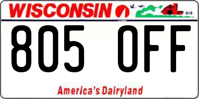 WI license plate 805OFF