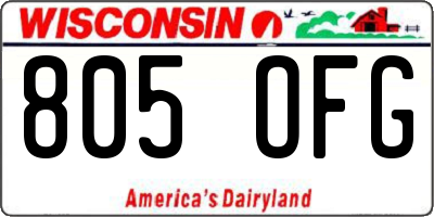WI license plate 805OFG