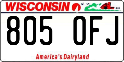 WI license plate 805OFJ