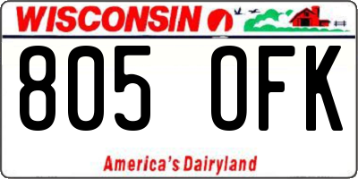 WI license plate 805OFK