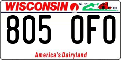 WI license plate 805OFO
