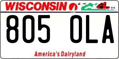 WI license plate 805OLA
