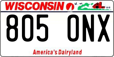 WI license plate 805ONX