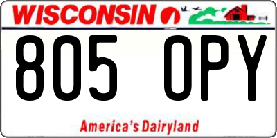 WI license plate 805OPY