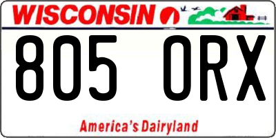 WI license plate 805ORX