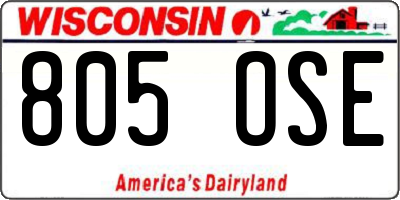 WI license plate 805OSE