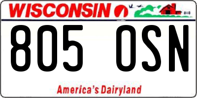 WI license plate 805OSN