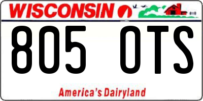 WI license plate 805OTS