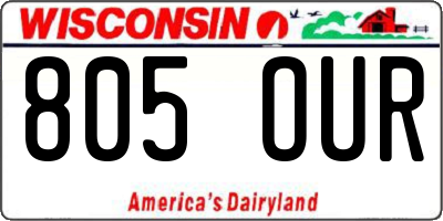 WI license plate 805OUR