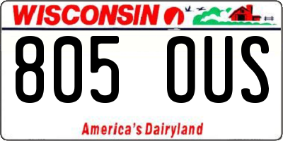 WI license plate 805OUS