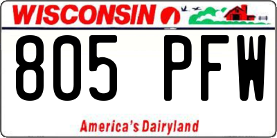WI license plate 805PFW