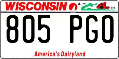 WI license plate 805PGO