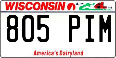 WI license plate 805PIM
