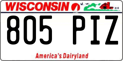 WI license plate 805PIZ