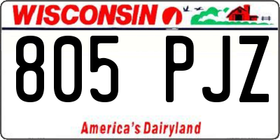 WI license plate 805PJZ