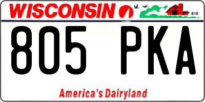 WI license plate 805PKA