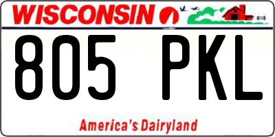 WI license plate 805PKL