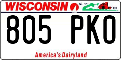 WI license plate 805PKO