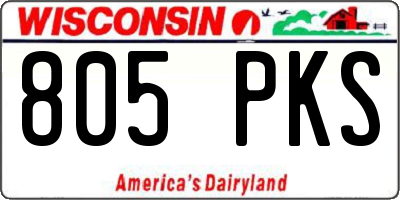 WI license plate 805PKS