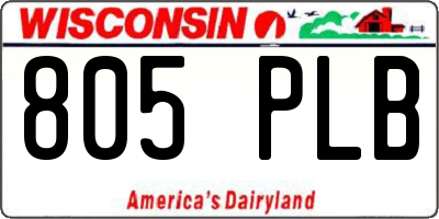 WI license plate 805PLB
