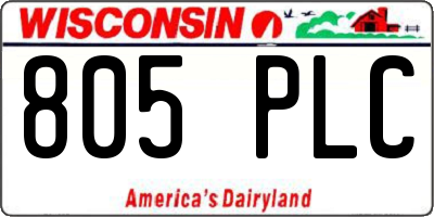 WI license plate 805PLC