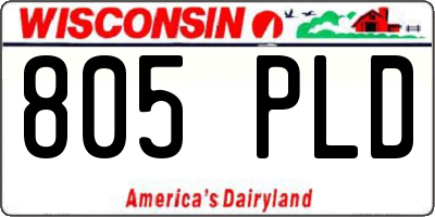WI license plate 805PLD