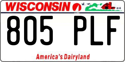 WI license plate 805PLF