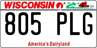 WI license plate 805PLG
