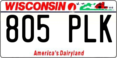 WI license plate 805PLK