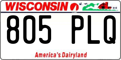 WI license plate 805PLQ