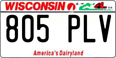 WI license plate 805PLV