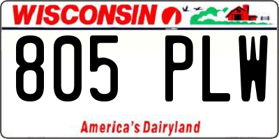 WI license plate 805PLW