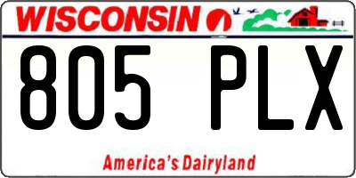 WI license plate 805PLX
