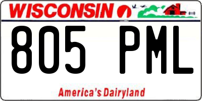 WI license plate 805PML