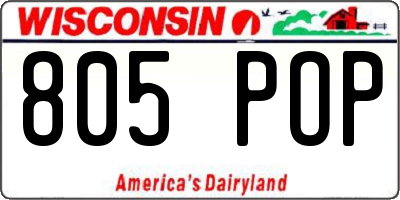 WI license plate 805POP