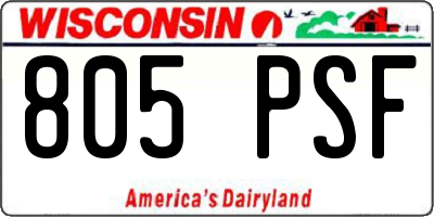 WI license plate 805PSF
