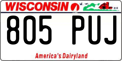 WI license plate 805PUJ