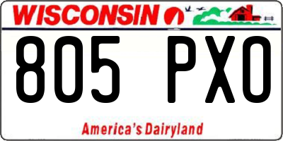 WI license plate 805PXO