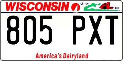 WI license plate 805PXT