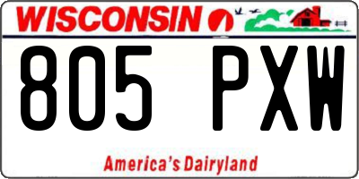 WI license plate 805PXW