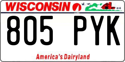 WI license plate 805PYK