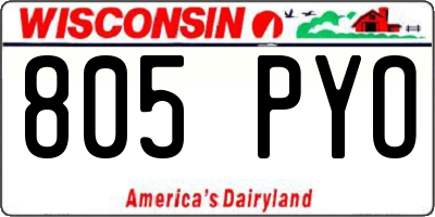 WI license plate 805PYO
