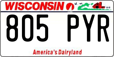 WI license plate 805PYR
