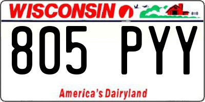 WI license plate 805PYY