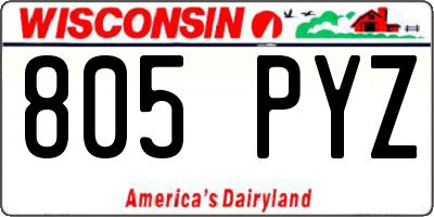 WI license plate 805PYZ