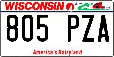 WI license plate 805PZA