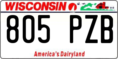 WI license plate 805PZB