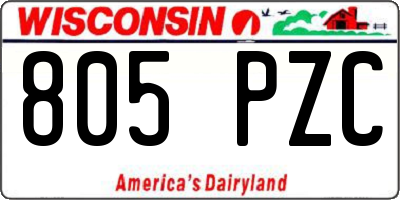 WI license plate 805PZC