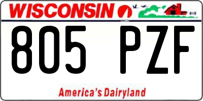 WI license plate 805PZF