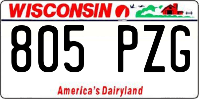 WI license plate 805PZG